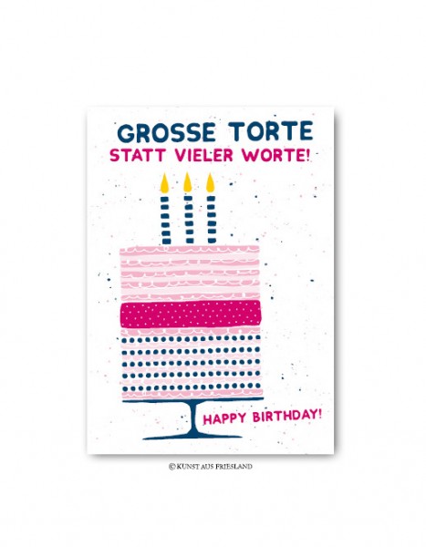 Postkarte "Grosse Torte statt vieler Worte!" Kunst aus Friesland