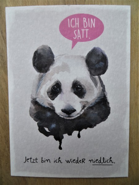 Postkarte "ICH BIN SATT. Jetzt bin ich wieder niedlich.", KUNST und BILD