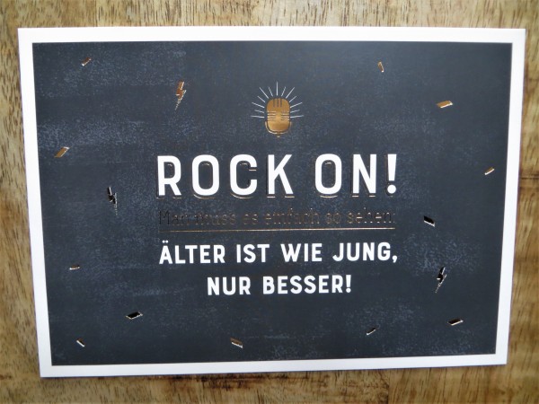 Postkarte "Rock on! Man muss es einfach so sehen: Alter ist wie jung, nur besser!" VintageArt