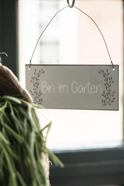 Metall Schild "Bin im Garten", IB Laursen
