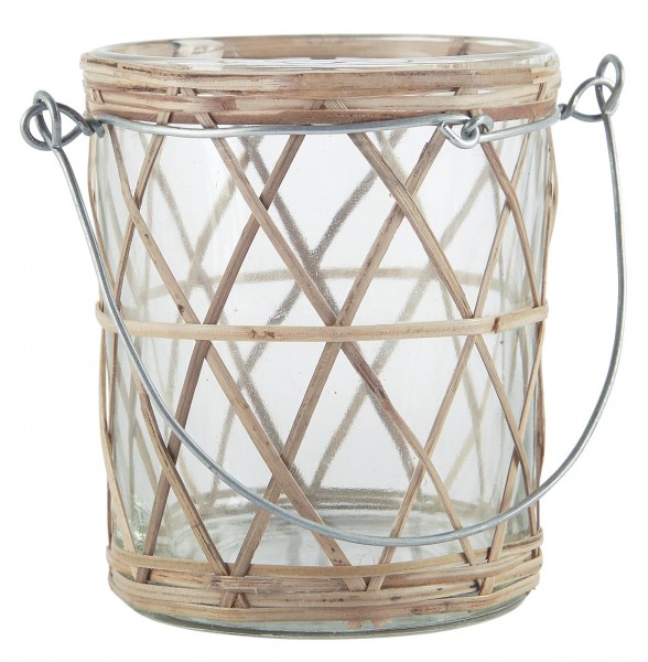 Kerzenhalter/ Teelicht-Glas mit Henkel "Bambus", 9,5cm, IB Laursen