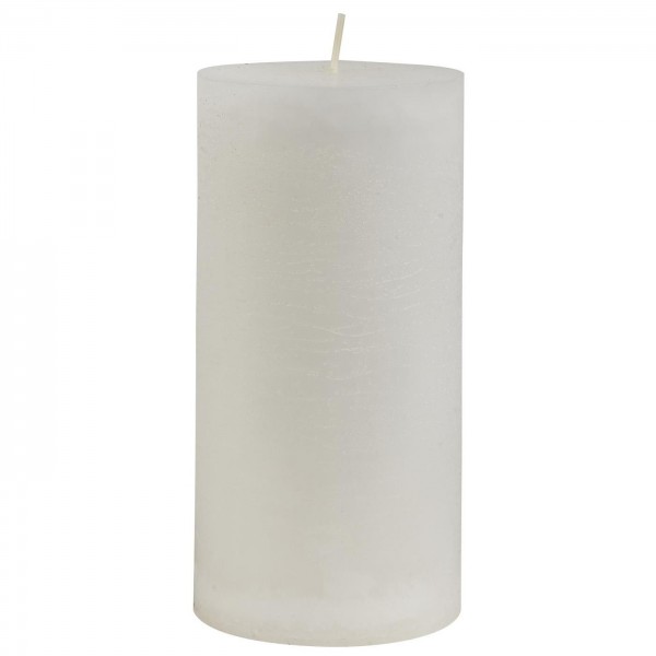 Rustikale Kerze/ Stumpenkerze Weiß, 14 x 7 cm, Ib Laursen