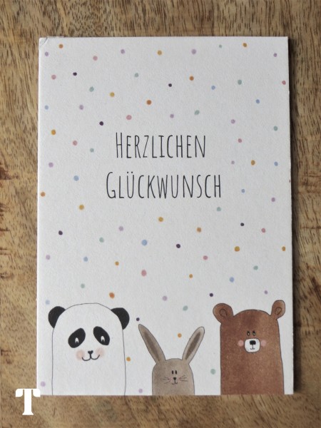 Postkarte "Herzlichen Glückwunsch/ Tiere", KEITCARDS