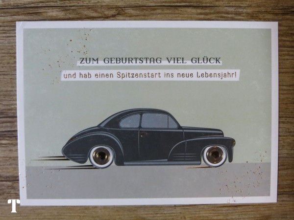Postkarte "Zum Geburtstag viel Glück und hab einen Spitzenstart..." VintageArt