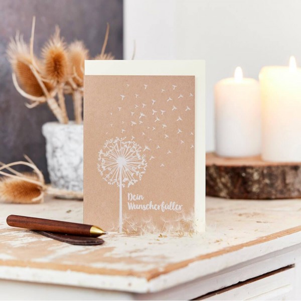 Grußkarte Wunscherfüller "Dein Wunscherfüller", mit einem Tütchen Pusteblumensamen